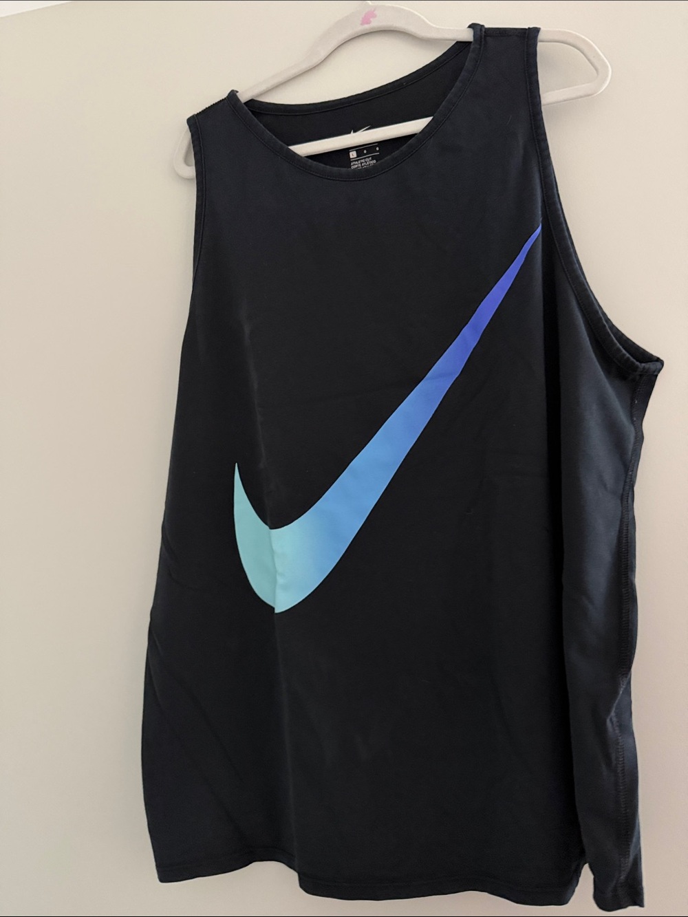 Nike Women’s Black Tank with Blue Gradient Swoosh size L